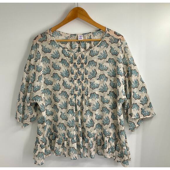 Anna Sui x Uniqlo Women's Ruffle Floral Oversized Blouse Medium Boho Peasant - Picture 8 of 11